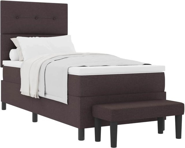 vidaXL Boxspringbett mit Matratze in Dunkelbraun, Hybrid-Konstruktion aus Stoff und MDF, B/T/H: 80 x 200 x 140 cm - Bild 1