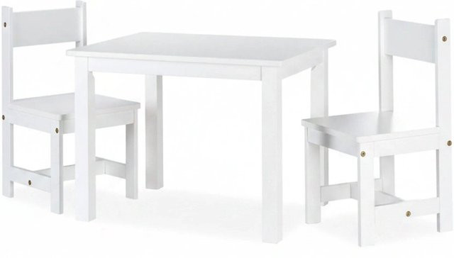Relaxdays Kindersitzgruppe aus MDF in Weiß mit Tisch und 2 Stühlen, B/T/H: 59 x 45,5 x 47 cm - Bild 1