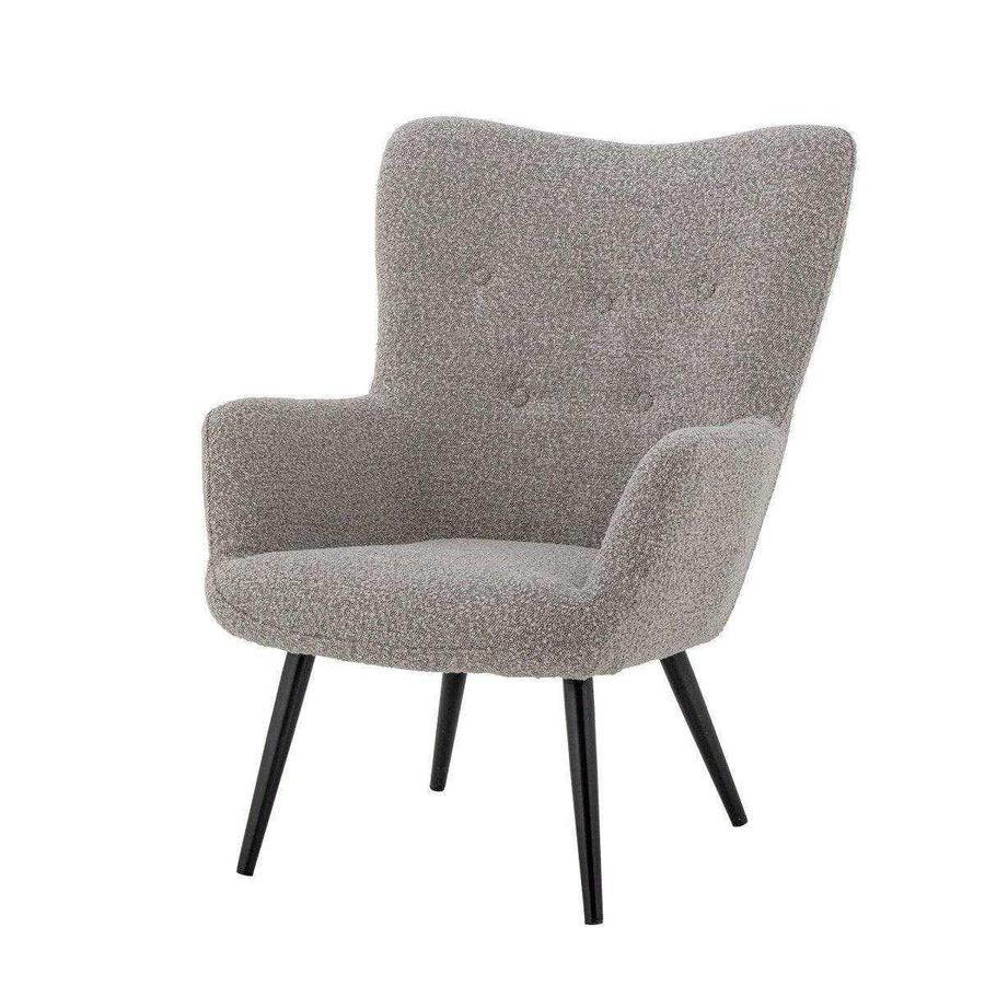 Bloomingville Perry Sessel mit Bouclé-Bezug in Grau und Metallgestell - Bild 1