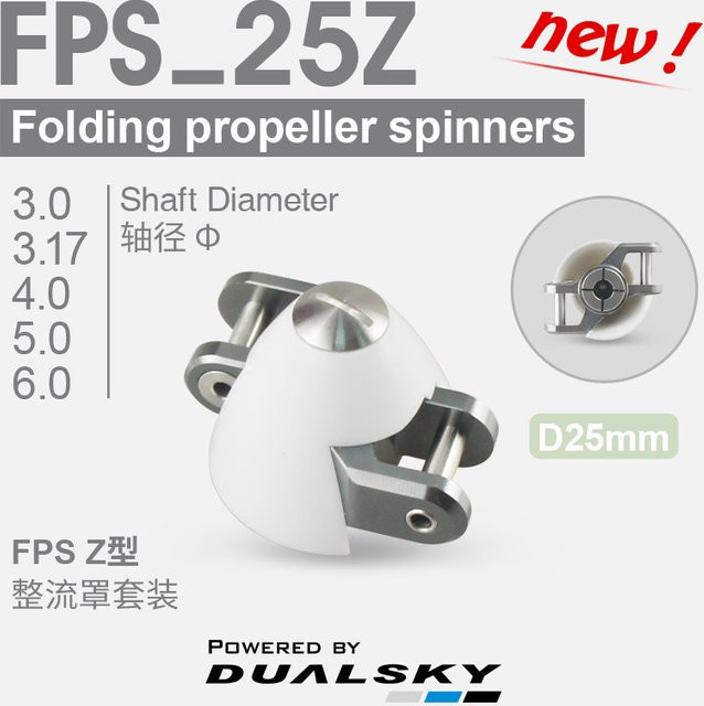 DualSky FPS25Z Faltbarer Propeller-Spinner, Verkleidung, Metall, Weiß - Bild 1