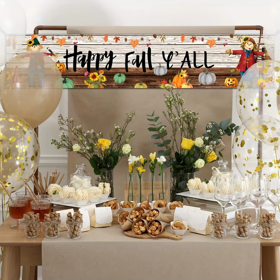 VIKAMA American Country Style Herbst Banner für Garagentor und Terrasse zur Dekoration von Thanksgiving und Halloween, Mehrfarbig, B: 180 cm, H: 35 cm, T: 35 cm - Bild 3