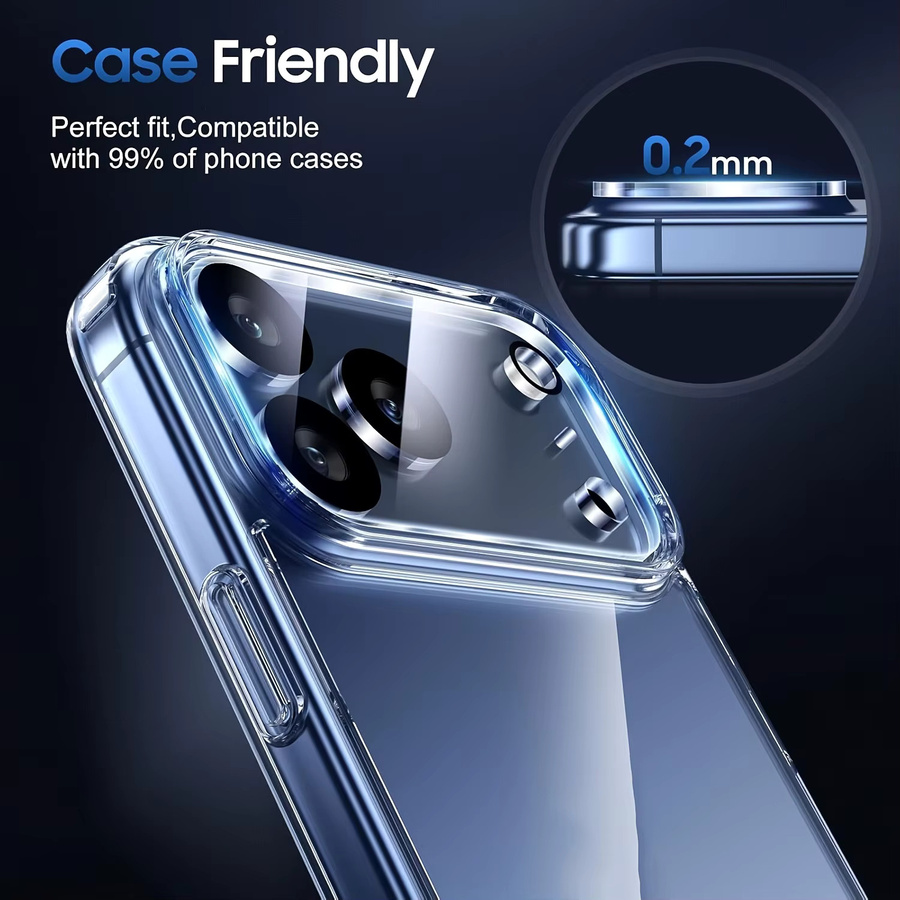 2 Stück Kamera-Schutzlinsenfolie aus Glas für Apple iPhone 17 Pro Max und iPhone 17, transparent - Bild 3