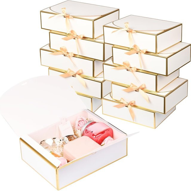 5 Sets elegante weiße Geschenkboxen aus Papier für Hochzeiten, Geburtstage und besondere Anlässe - Bild 1