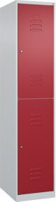 C+P Doppelstock-Spind Classic PLUS mit 1 Abteil und Zylinderschloss in Lichtgrau und Rubinrot, H x B x T: 185 x 40 x 50 cm - Bild 1