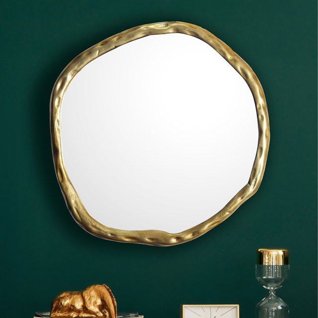 Asymmetrischer Wandspiegel von KADIMA DESIGN in Gold aus Metall, Modern, B/H: 60 x 60 cm - Bild 1