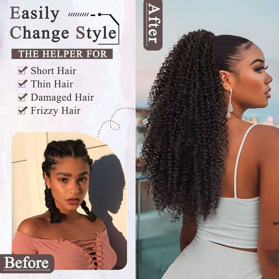 Manetique Haarverlängerung, synthetisch, lockig, Clip-in-Pferdeschwanz - Bild 2