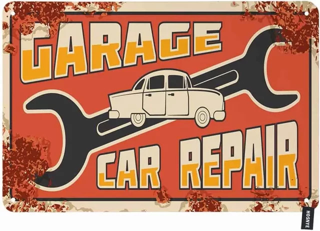 HOSNYE Vintage Metallschild Garage Auto Reparatur Wandkunst Dekor B/H: 30,0 x 20,0 cm - Bild 1