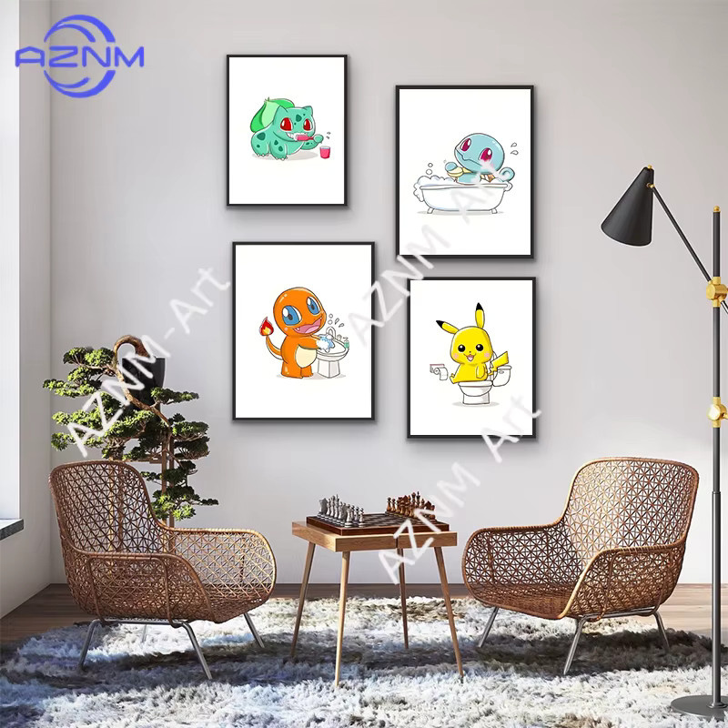 KAYOU Pokemon Anime Leinwandbilder Pikachu und Bulbasaur Wandkunst in Mehrfarbig - Bild 2