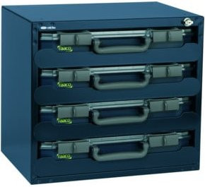 raaco SafeBox bestückte Aufbewahrungsbox aus Kunststoff in Blau mit Einsätzen - Bild 1