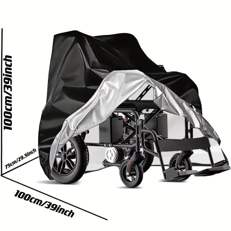 DUOUPA Wasserdichter Rollstuhlbezug in Schwarz für elektrische und rollende Gehhilfen, Schutz gegen Staub, Schnee, Regen und Sonne, B/H/T: 65 x 90 x 65 cm - Bild 4