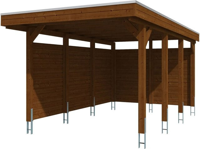 SKANHOLZ Carport Friesland Set A aus Fichte mit Seiten- und Rückwand in Nussbaum braun, B: 320 cm, T: 555 cm - Bild 3