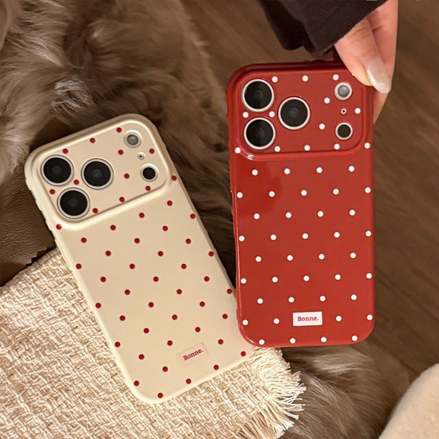 Potdemiel Stoßfeste Handyhülle mit Polka Dots für iPhone 17 16 15 14 13 12 Pro Max 11 in Einfarbig - Bild 1