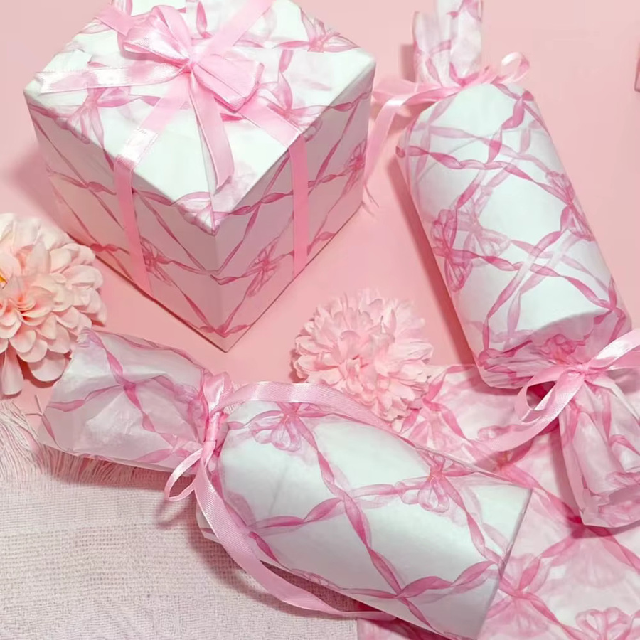 10 Blatt rosa Seidenpapier mit Schleifenmuster für Geschenke, 50,8 x 35,6 cm - Bild 2