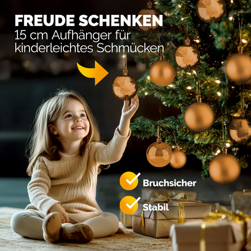 Casaria Weihnachtskugeln in Kupfer und Braun, 54-teiliges Set aus Kunststoff als Hängeornament für deine Weihnachtsdekoration - Bild 4