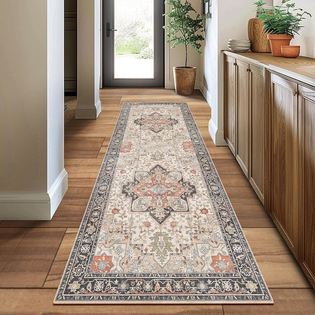 Lodestar Orient Teppich mit Streifenmuster in Multicolour, Maschinenwaschbar und Rutschfest, B/T: 160 x 60 cm - Bild 1