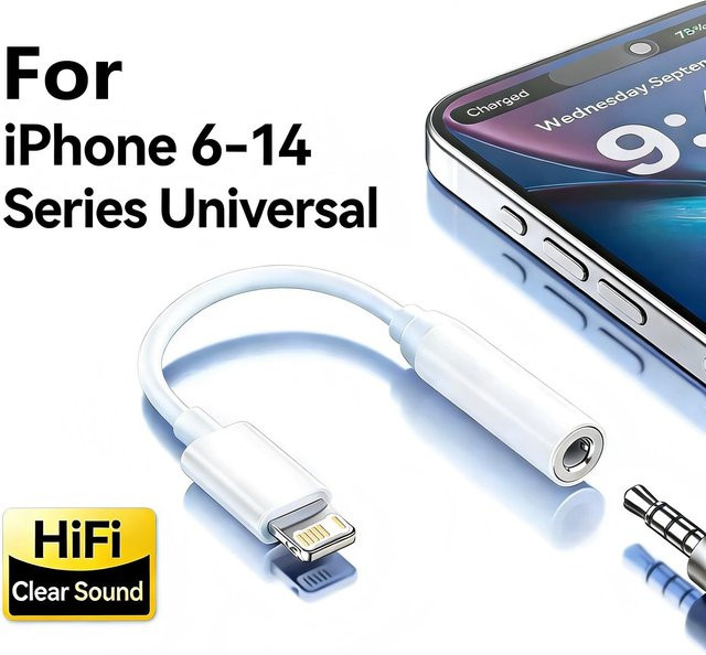 Apple Lightning auf 3,5 mm Klinke Audio-Adapter in Weiß für iOS-Geräte - Bild 1