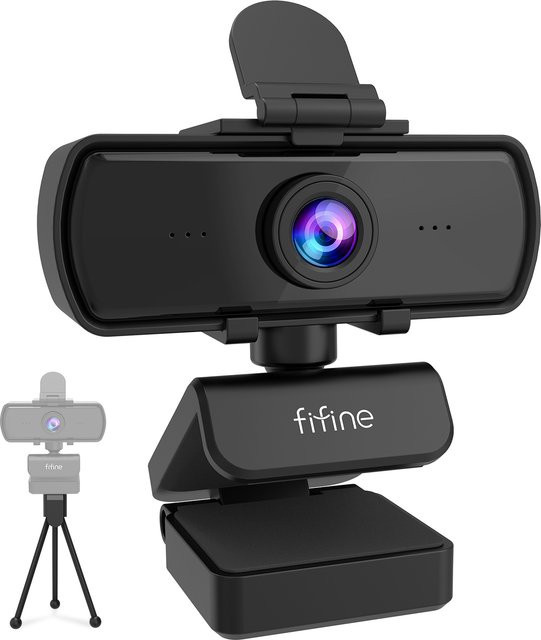 FIFINE K420 Full HD 1440p Webcam mit Mikrofon und Stativ in Schwarz für USB-Desktop und Laptop - Bild 1