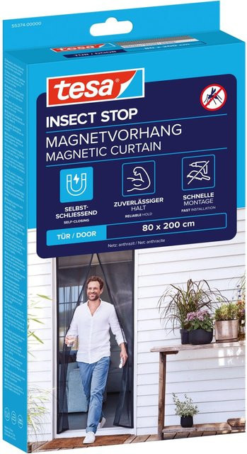 tesa Insect Stop Magnetvorhang Fliegengitter Anthrazit B: 0,80 m x H: 2,00 m - Bild 2