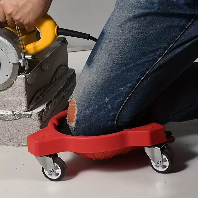 Rollendes Knie-Schutzpolster mit Schaumstoffpolsterung und Rädern für Fliesenverlegung oder Autoreparatur in Schwarz und Rot - Bild 3