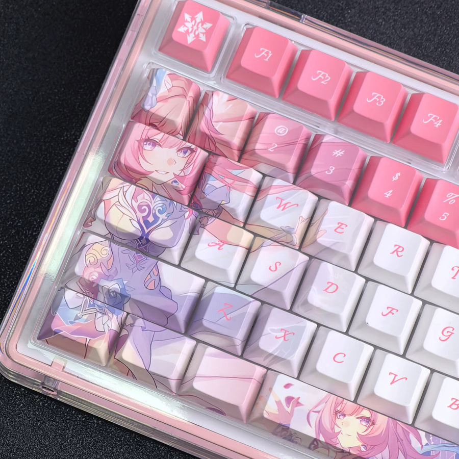 Cyrene Tastenkappen Cherry Profile Honkai Star Rail Anime Design in Pink aus PBT mit Fünfseitiger Sublimation für deine Tastatur - Bild 2