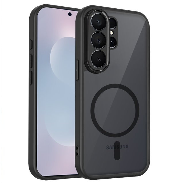 Magnetische Samsung S26 Ultra und S26 Plus Handyhülle in Schwarz mit mattem Finish und MagSafe-Kompatibilität für stoßfesten Schutz - Bild 1
