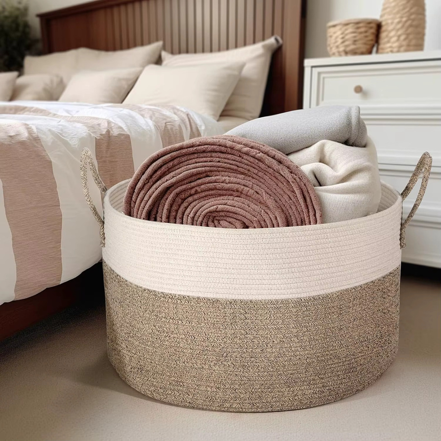 Zuijia Shenghuo Aufbewahrungskorb aus Gewebe in Beige und Braun mit 83l Fassungsvermögen - Bild 4