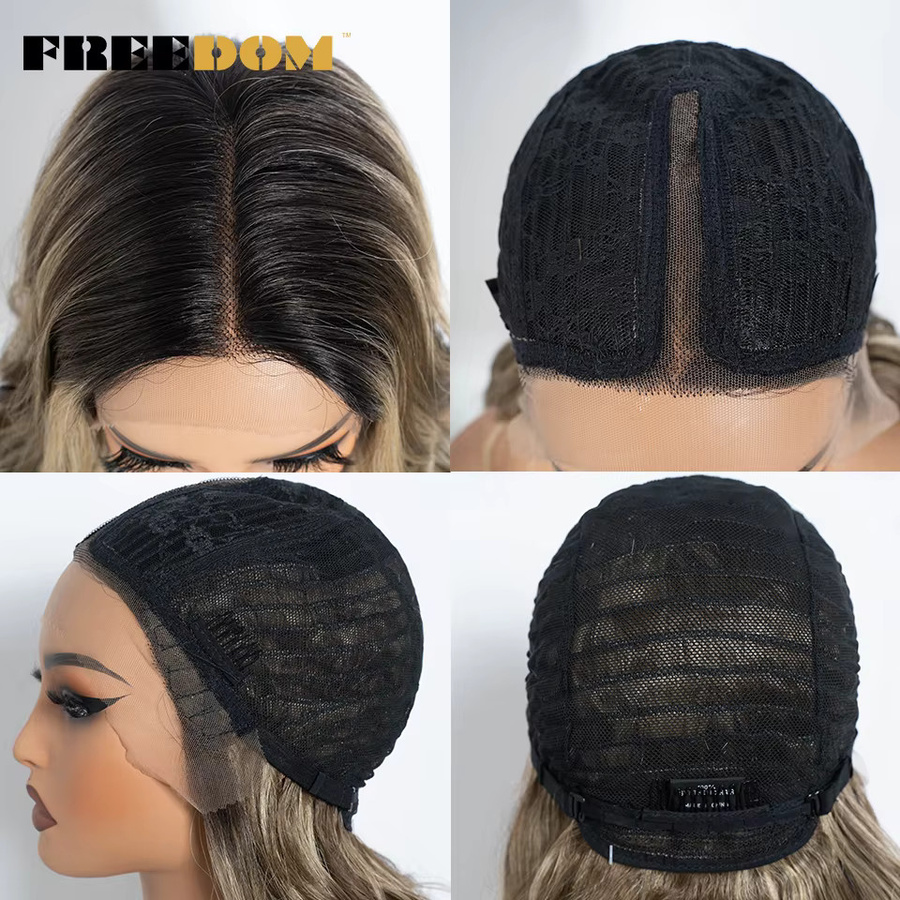 FREEDOM Lace-Front-Perücke, Ombre Braun-Blond, lockig gewellt, Damen - Bild 3