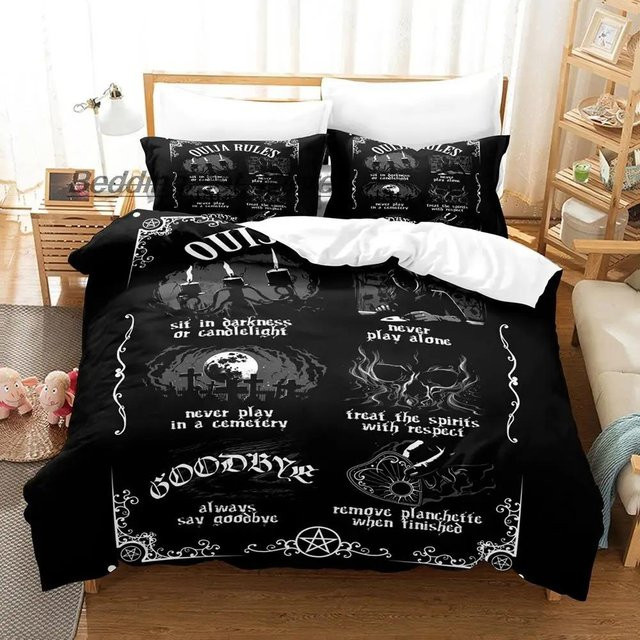 Bettwäsche-Set Ouija-Brett mit 3D-Druck in Schwarz von Binchi Outdoor Product, Material Mikrofaser Polyester, B/H: 140 x 210 cm - Bild 1