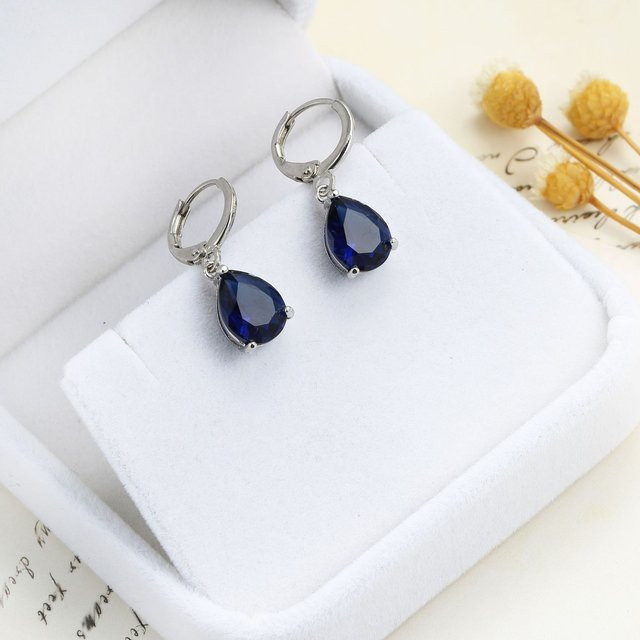 Ohrringe 925 Silber, Blau, Zirkonia, Damen - Bild 1