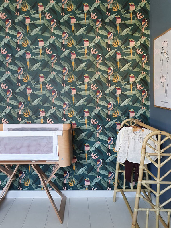 Studio Ditte Tapete Birds in Grün und Multicolour mit Natur- und Tiermotiven, Vlies-Tapete für Kinderzimmer, Breite: 48,5 cm, Höhe: 280 cm - Bild 3