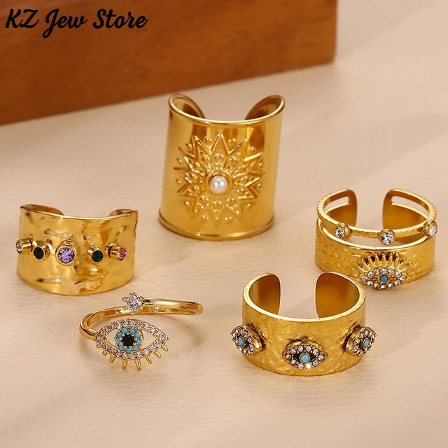 BAUTOBVC Ring Edelstahl, Gold, Zirkonia, Unisex - Bild 1