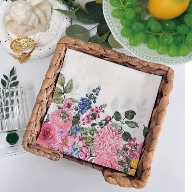 GUANYAO Rosa Rosen-Servietten aus Papier, 2-lagig, 20 Stück, B/B: 33 x 33 cm - Bild 1