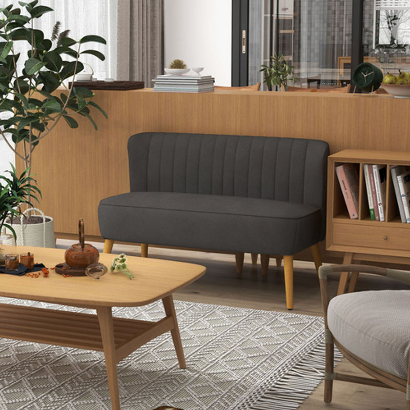 HOMCOM 2-Sitzer Stoffsofa in Skandi Design, grau, B/T/H: 117 x 56,5 x 77 cm - Bild 3