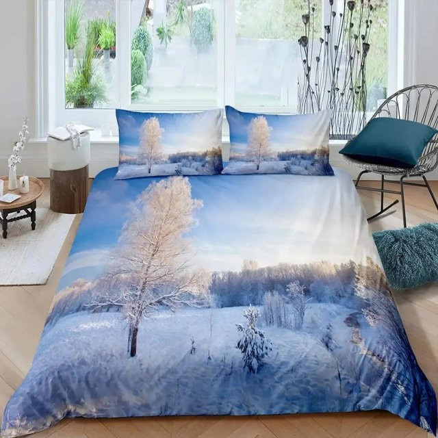 Lodestar Bettwäscheset Smoky Mountain Misty Forest mit Bettbezug und Kissenbezug in Blau, B/H: 200 x 200 cm - Bild 1