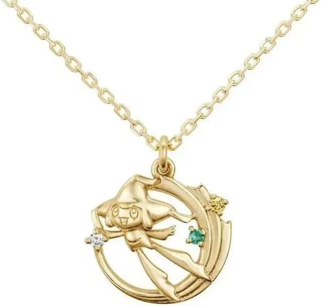 Pokemon Halskette Anhänger, Messing, Gold, Kristall, Unisex - Bild 1