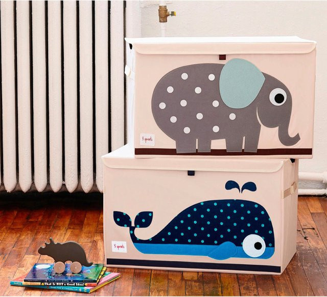 3 Sprouts Aufbewahrungskiste für Kinderzimmer mit Animal Print in Grau und Multicolour, B: 37,0 cm, T: 37,0 cm, H: 38,0 cm - Bild 1