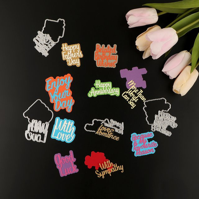 Metall Stanzformen Gefühle Wünsche Worte für DIY Scrapbooking und Kartenbasteln - Bild 1