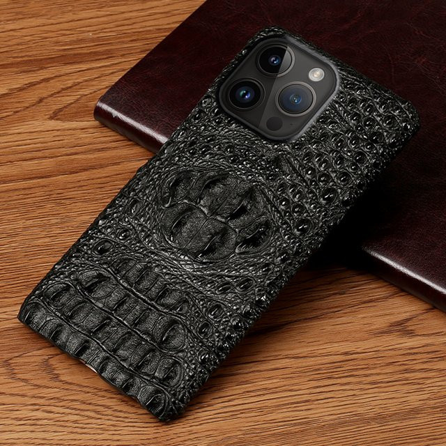 Luxus 3D Kopf Stil Leder Handyhülle für Apple iPhone 11 bis 17 Pro Max und Air in Schwarz - Bild 1