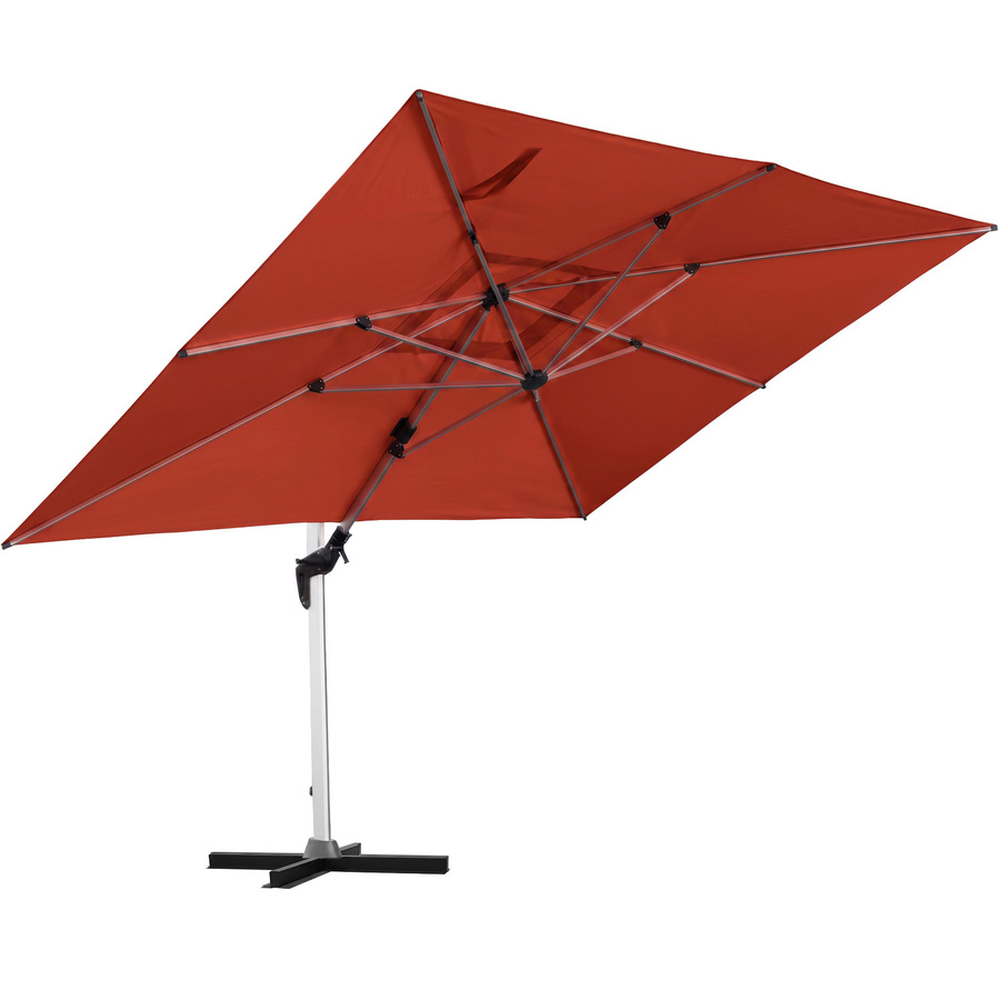 anndora Ampelschirm rechteckig in Terracotta Rot aus Aluminium und Polyester mit Kurbelöffnung und UPF 50 Schutz, B/T/H: 400 x 395 x 30,3 cm - Bild 1