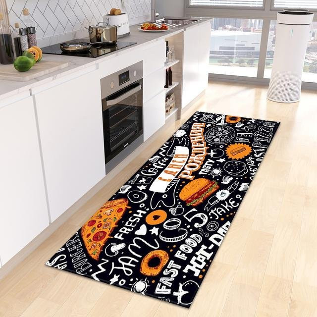 Karpetti Küchenbodenmatte mit Streifenmuster in Schwarz, rutschfest und waschbar, B/T: 50 x 150 cm - Bild 1