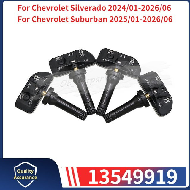 GANGLE TPMS Reifendrucküberwachungssystem Sensor Set 433MHz für Chevrolet Silverado und GMC Canyon, Schwarz, 4 Stück - Bild 1