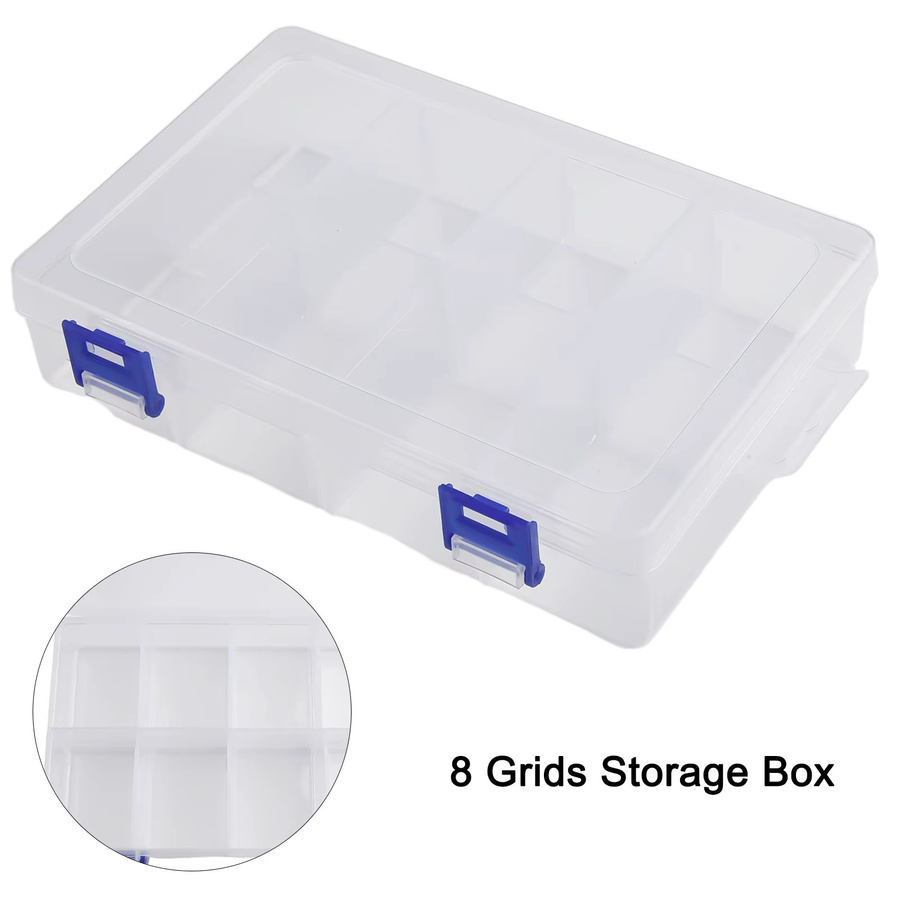 Einstellbare Schmuckbox aus Kunststoff mit 8 Fächern in Weiß und Transparent zur Aufbewahrung von Schrauben und Kleinteilen - Bild 3