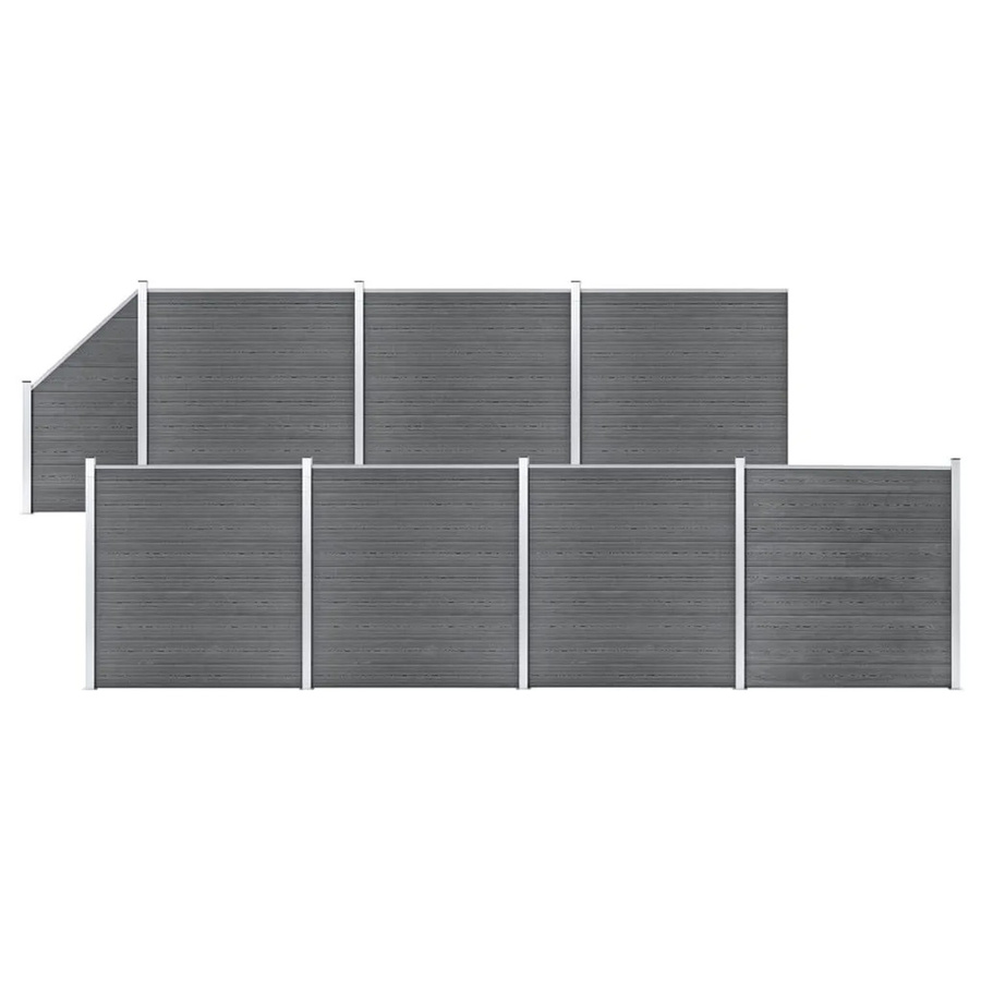 vidaXL WPC Zaun-Set aus Holz-Kunststoff-Verbundwerkstoff mit 7 Quadraten und 1 Schräge in Grau, B/H: 1311 x 186 cm - Bild 2