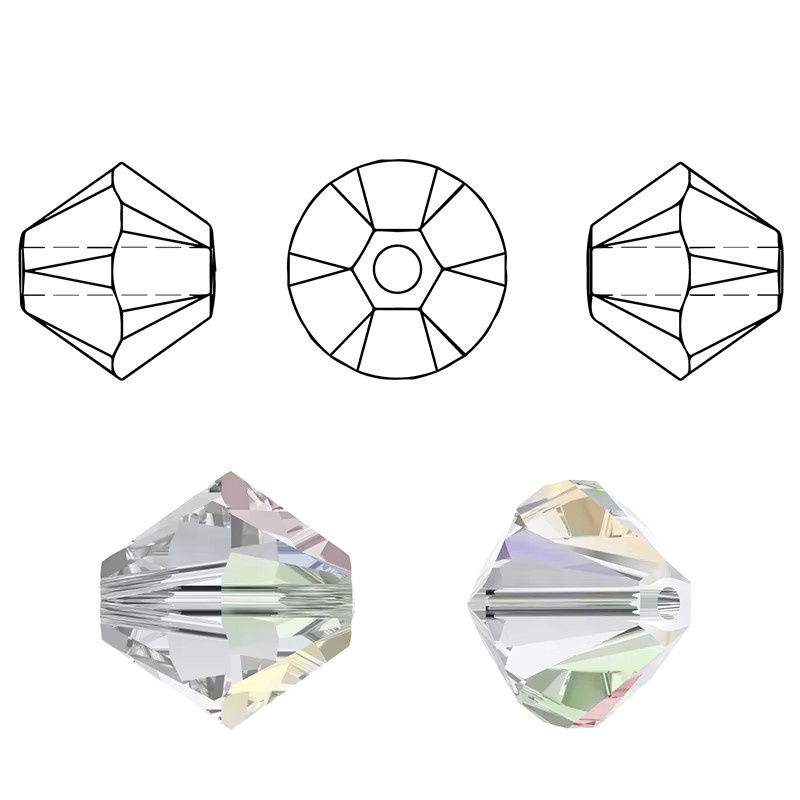 QIAO Glasperlen Doppelkegel, Multicolor, 4 mm - Bild 1