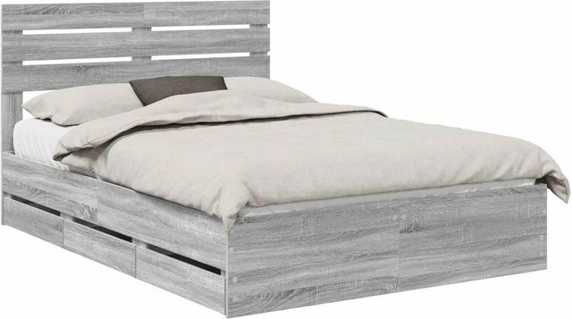 vidaXL Bettrahmen mit Schubladen in Grau Sonoma, Material: Holzwerkstoff, B/T/H: 140 x 190 x 143 cm - Bild 1