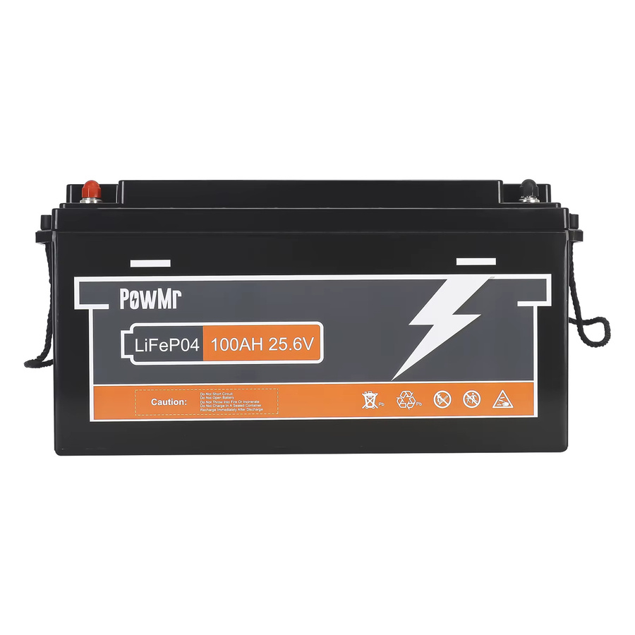 PowMr LiFePO4 Batterie 25,6V 100Ah 2560Wh mit 100A BMS Deep-Cycle Lithium-Eisenphosphat-Batterie in Schwarz für Solar, Wohnmobile, Marine und Golfcarts - Bild 8