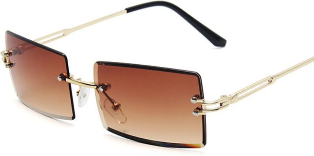ZBHWISH Sonnenbrille, randlos, rechteckig, braun, Metall, Damen - Bild 1