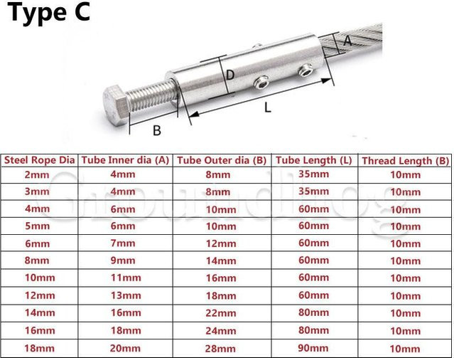 Wucifang Jewelry Edelstahl Seilgeländer Endstück Typ C Silber 3mm - Bild 1