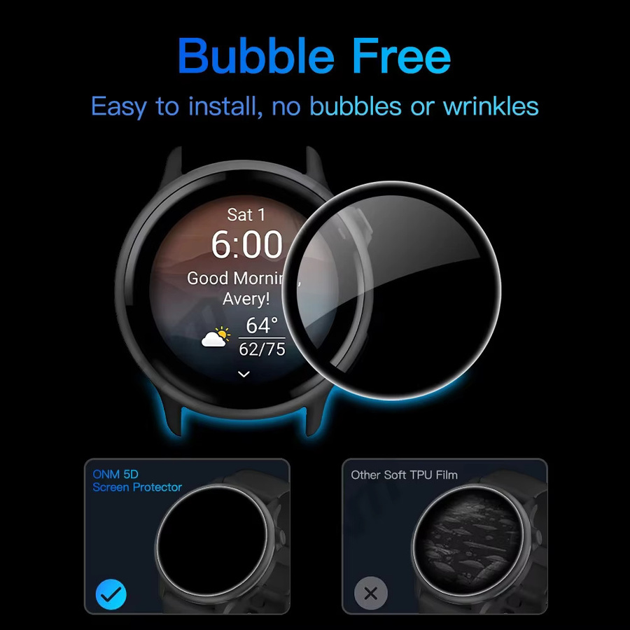 ONM 3D-Schutzfolie für Garmin VivoActive 6, transparent, kratzfest und blasenfrei - Bild 4