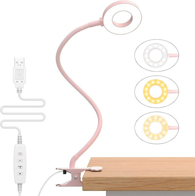 KEBINCPLED LED Schreibtischlampe mit USB-Anschluss, flexible Buchleuchte und Touch-Bedienung, erhältlich in Weiß, Rosa und Schwarz - Bild 1